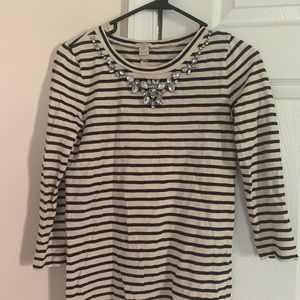 J. Crew Jeweled striped top xxs